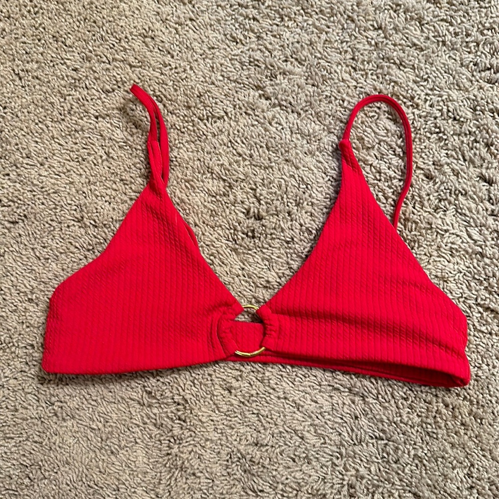 Red bikini top textured